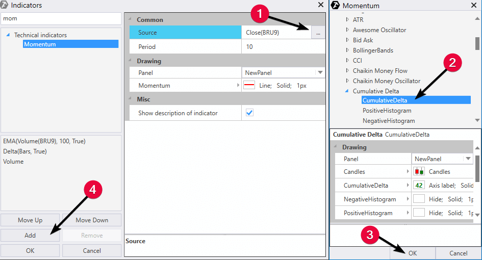 Настройка индикатора.