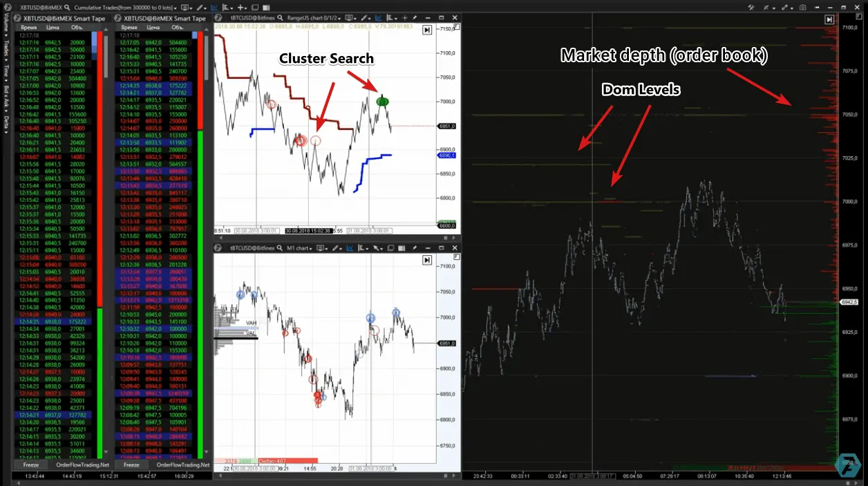 Setting the chart for analysis of clusters, smart tape and order book levels