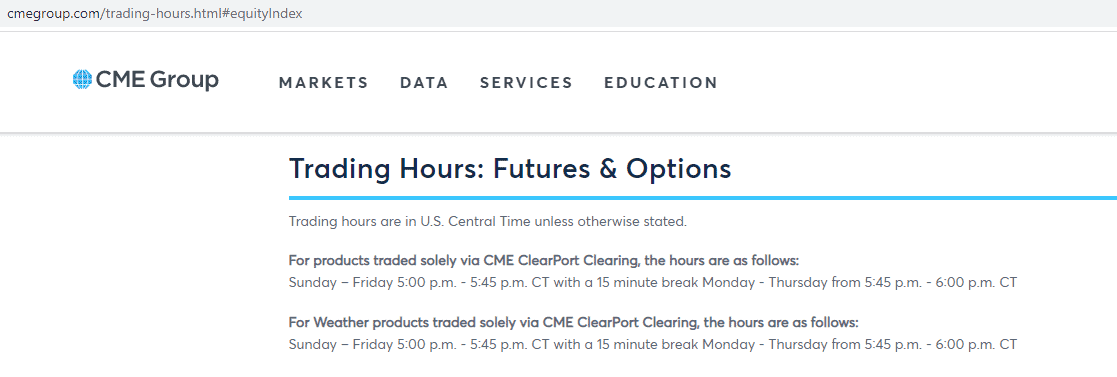 When the Chicago exchange opens (Central Time)