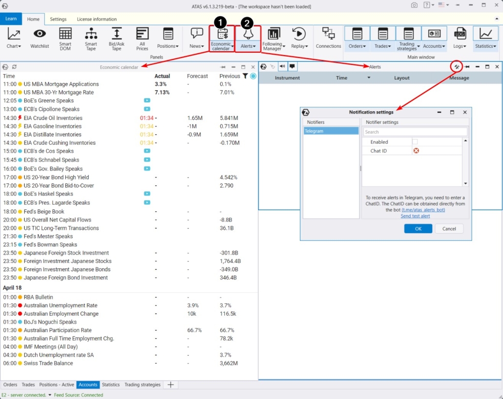 Алерты и Экономический календарь