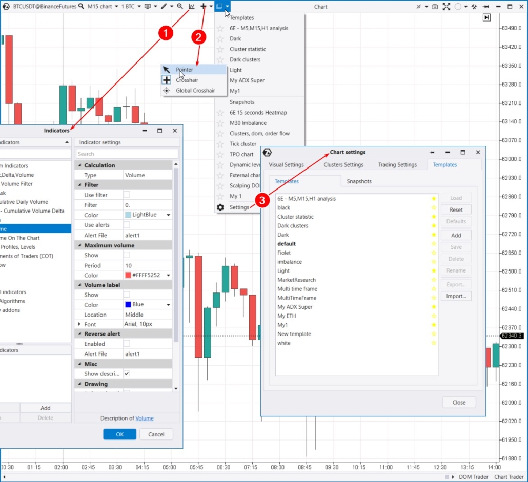 Crosshair and template menu