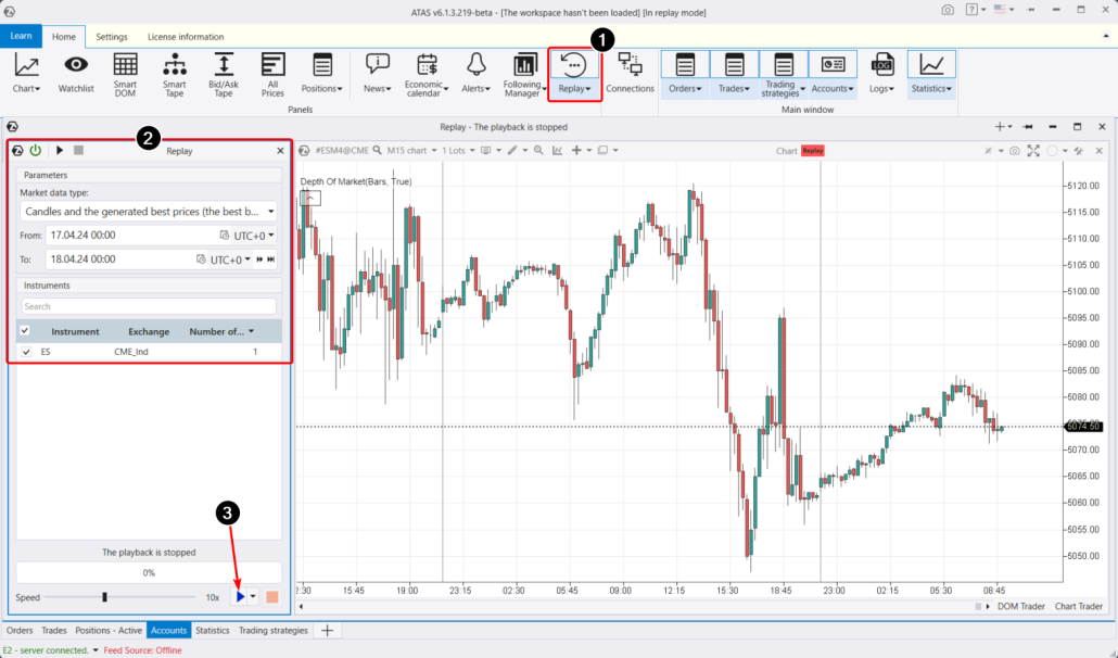 How to launch ATAS Market Replay