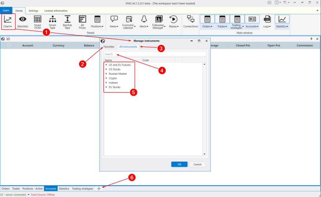 The instrument manager window