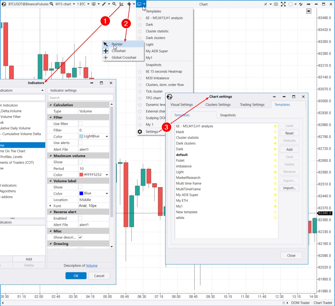 Fadenkreuz und Schablonenmenü