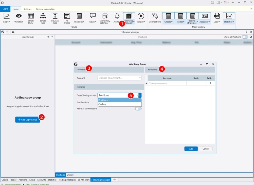 Управление несколькими счетами через Following Manager