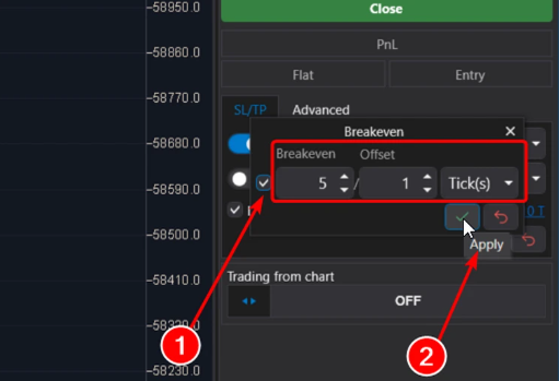 Настройка защитной стратегии перевода в безубыток