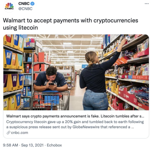 Fake news about Litecoin