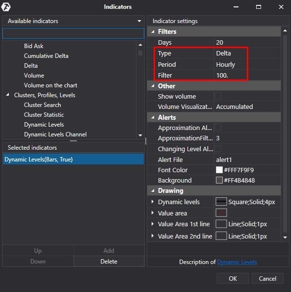 Einstellen des Dynamic Levels Indikators