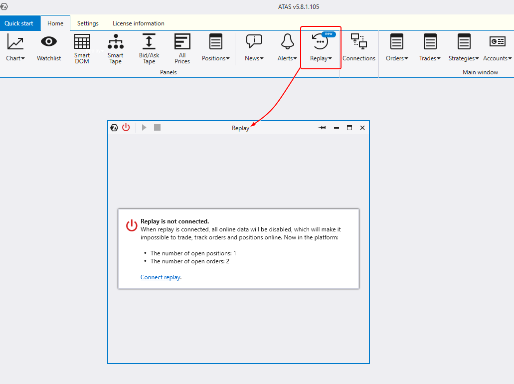 Как запустить симулятор трейдера в биржевой платформе ATAS