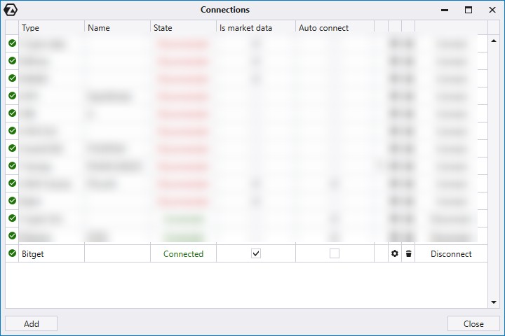 Verbinden von ATAS mit der Bitget-Kryptowährungsbörse