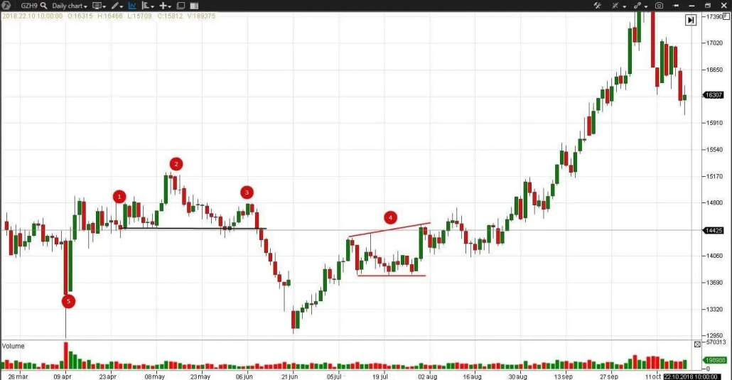 El gráfico diario del futuro de las acciones de GZ