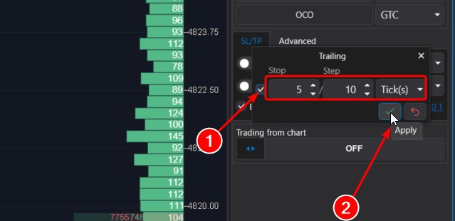 Réglage du trailing