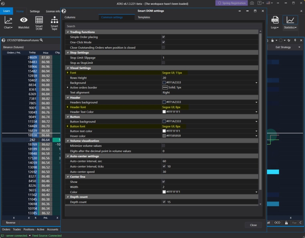 Font settings are available on the General Settings tab