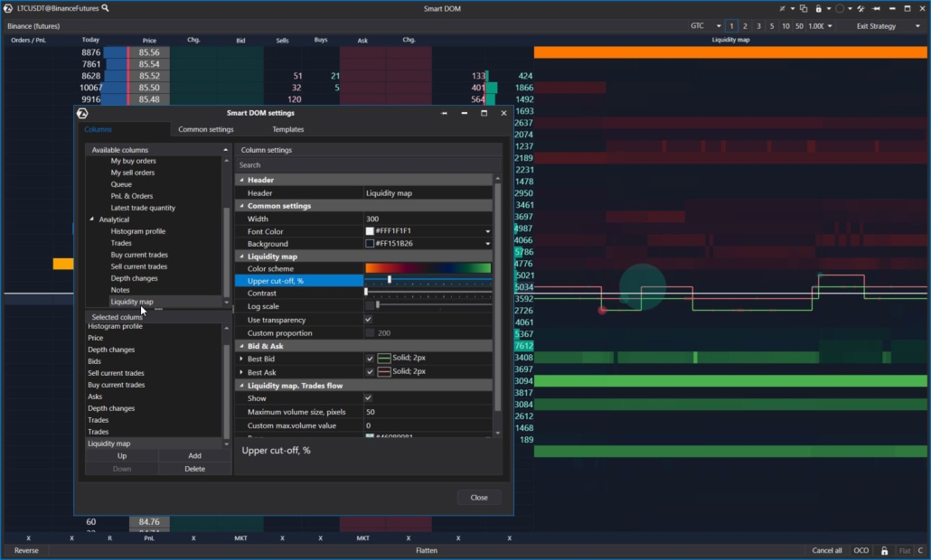 Liquidity map in the Smart DOM