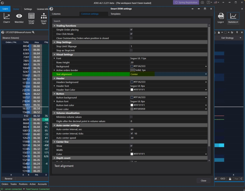 Vertical alignment of column content