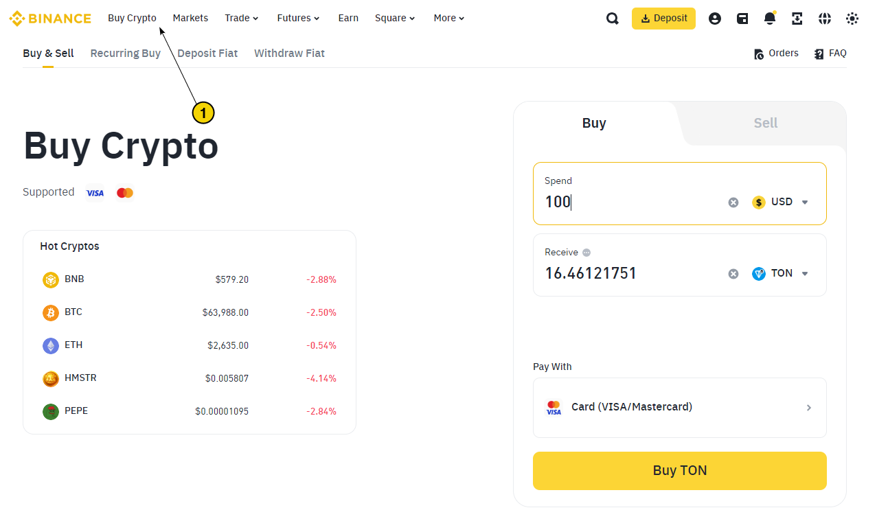 How to buy Toncoin on Binance