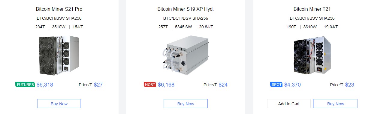 Cost of cryptocurrency miners