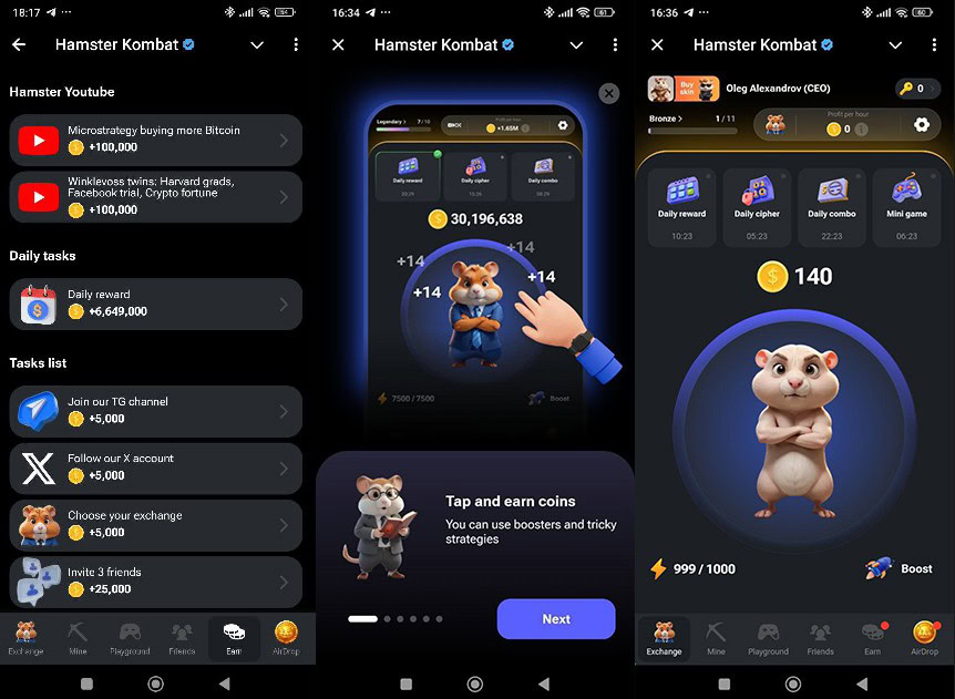 Скриншоты из игры Hamster Kombat