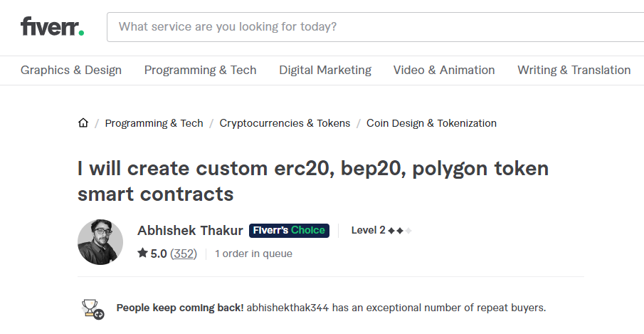 Услуги по запуску собственных токенов предлагаются на фрилансе