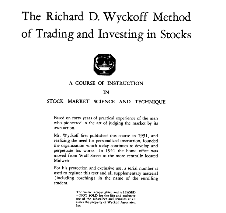 1. Original Course. The Wyckoff Method, 1930-1931