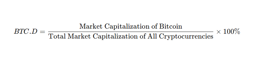 1. The formula for calculating BTC market dominance