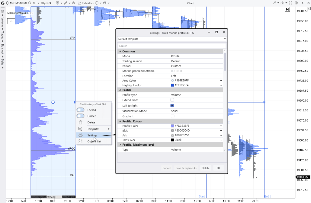 5. Настройки профиля рынка для фиксированного диапазона