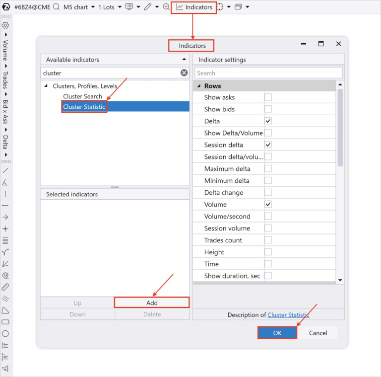 Statistic Add Example Cluster Statistic in ATAS: Overview and Configuration