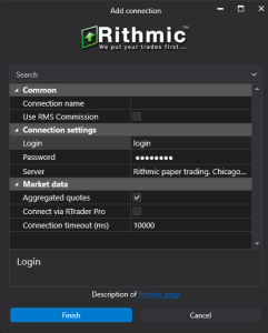 Connecting to the Rithmic server